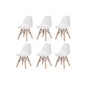Conjunto 6 Cadeiras Charles Eames Wood Base Madeira Branca