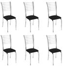 Conjunto 6 Cadeiras cromadas Kiara para Cozinha,Sala de Jantar ou Restaurante, Super resistente ,Suporte de Peso 150 kgs Assento Preto