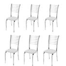 Conjunto 6 Cadeiras Cromadas Para Cozinha Kiara-material sintético Branco