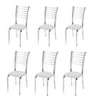 Conjunto 6 Cadeiras cromadas para cozinha Kiara Super resistente-Assento branco
