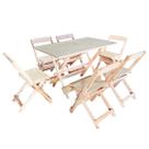 Conjunto 6 Cadeiras e 1 Mesa Dobrável de Madeira 120 x 70 - Sem Pintura