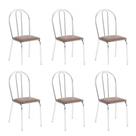 Conjunto 6 Cadeiras Lena Cromada Resistente Sintético Marrom Conjunto 6 Cadeiras Lena Cromada Resistente Sintético Marrom