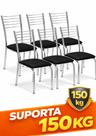Conjunto 6 Cadeiras Luzzi Decor Cromada Com suporte de Peso 150 Kgs Para Cozinha,Sala de jantar e Restaurante Assento Preto