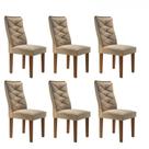 Conjunto 6 Cadeiras para Sala de Jantar Estofadas MDF Chocolate Germany