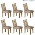 Conjunto 6 Cadeiras para Sala de Jantar Estofadas Ypê Germany Bege