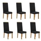 Conjunto 6 Cadeiras para Sala de Jantar Nice Espaldar Preto/Mel