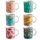 Conjunto 6 Canecas Chá Cerâmica 318ml Flora