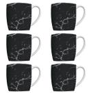 Conjunto 6 Canecas Para Café Jogo Xícaras de Porcelana Preto Urban Nero Marmorizado