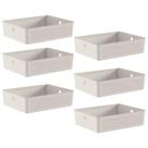 Conjunto 6 Cestos Organizadores 8,2L Flow Bege 34x27x9cm Lavanderia Banheiro Closet