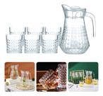 Conjunto 6 Copos 218ml Com Jarra 1,5 Litros Vidro Agua Suco Conjunto 6 Copos 218ml Com Jarra 1,5 Litros Vidro Agua Suco