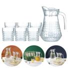Conjunto 6 Copos 218ml Com Jarra 1,5 Litros Vidro Agua Suco Conjunto 6 Copos 218ml Com Jarra 1,5 Litros Vidro Agua Suco