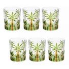 Conjunto 6 Copos Baixo de Cristal Palm Tree Handpaint 340ml 27773 - Wolff