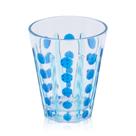 Conjunto 6 Copos Bolas e Listras Acrílico 414 ml Azul