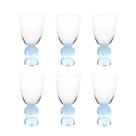 Conjunto 6 Copos de Vidro com Base Esferas Azul 370ml 18cm JL1014 BTC