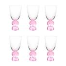 Conjunto 6 Copos de Vidro com Base Esferas Rosa 370ml 18cm JL1013 BTC Conjunto 6 Copos de Vidro com Base Esferas Rosa 370ml 18cm JL1013 BTC