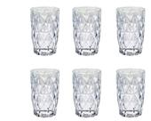 Conjunto 6 Copos de Vidro Diamante 370ml Mesa Posta Drinks - Cor: Transparente Formato: Redondo