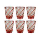 Conjunto 6 Copos em Acrílico com Detalhes Espirais Rosa 400ml RJW0034 BTC