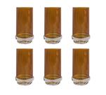 Conjunto 6 Copos em Vidro Âmbar com Base em Cristal 520ml BJ0039 BTC Conjunto 6 Copos em Vidro Âmbar com Base em Cristal 520ml BJ0039 BTC
