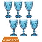 Conjunto 6 Copos Taça Azul Diamante 300ml Para Agua Vinho