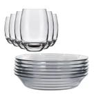 Conjunto 6 Copos Vidro Bellagio 450ml + 6 Pratos Vidro Astral
