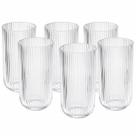 Conjunto 6 Copos Vidro Canelado 420ml Transparente Drink Whisky Gin Agua Suco