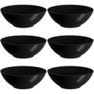 Conjunto 6 Cumbucas 500ml Bowl Plástico Redondo Preto Cozy Prato para Cereal Petiscos Caldos Iogurte