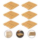 Conjunto 6 Descansos Panela Quadrados Bambu 17cm Ecológico Premium
