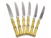 Conjunto 6 facas de Mesa Aço Inox com Cabo Plástico Bambú Natural - Lyor