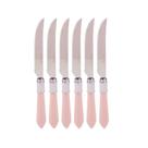 Conjunto 6 Facas Para Churrasco em Aço Inox com Cabo Plástico 23cm Mother Pearl Rosa Lyor Conjunto 6 Facas Para Churrasco em Aço Inox com Cabo Plástico 23cm Mother Pearl Rosa Lyor