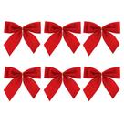 Conjunto 6 Laços Decorativo Natal Vermelho Camurça 9x10cm - Magizi