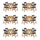 Conjunto 6 Mesas Dobráveis Elegance 4 Lugares MDF com Cadeiras Polipropileno Preto Mega Madeira Conjunto 6 Mesas Dobráveis Elegance 4 Lugares MDF com Cadeiras Polipropileno Preto Mega Madeira