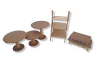 Conjunto 6 Peças Lembrancinha Docinho Decoração De Mesa Mdf Cru