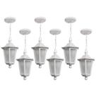 Conjunto 6 Pendentes de Teto Brancos 58cm Luminárias Gregas Dital Bivolt Lente Fosca Conjunto 6 Pendentes de Teto Brancos 58cm Luminárias Gregas Dital Bivolt Lente Fosca