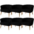 Conjunto 6 poltronas para Recepção Macia Tecido Veludo Resistente Pés Palito Reforçado