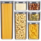 Conjunto 6 Potes Herméticos com Tampa Vedada Modular para Armazenar Alimentos Secos Macarrão Café Aveia Grãos Guloseimas Organizador Cozinha Armário