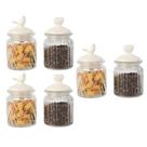 Conjunto 6 Potes Vidro Tampa Cerâmica Pássaro Coração 300ml Conjunto 6 Potes Vidro Tampa Cerâmica Pássaro Coração 300ml