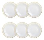 Conjunto 6 Pratos Branco Suflair Dourado Mesa Posta Servir