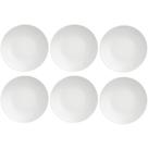 Conjunto 6 Pratos de Porcelana Sobremesa Tramontina Leonora 19cm Brancos Raso Leve Cupê