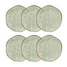 Conjunto 6 Pratos de Sobremesa 21,5 cm Ryo Bambu Porcelana Oxford