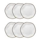 Conjunto 6 Pratos de Sobremesa 21,5 cm Ryo Maresia Porcelana Oxford