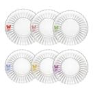 Conjunto 6 Pratos de Sobremesa Cristal Ecológico com Borboleta Sortida em Relevo 19cm