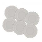 Conjunto 6 Pratos de Sobremesa em Porcelana Maldivas Fio Prateado 21cm Wolff