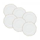 Conjunto 6 Pratos de Sobremesa Maldivas com Fio Dourado 21cm - Wolff
