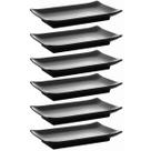 Conjunto 6 Pratos de Sushi Melamina Lyor Tóquio Preto 17x11cm Travessas Retangular