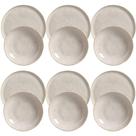 Conjunto 6 Pratos Fundos 22cm 6 Pratos Rasos 27cm Cerâmica Porto Brasil Off White Bio Latte
