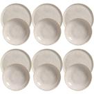 Conjunto 6 Pratos Fundos 22cm 6 Pratos Rasos 27cm Cerâmica Porto Brasil Off White Bio Latte