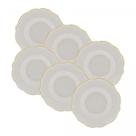 Conjunto 6 Pratos Fundos Porcelana Maldivas Branco com fio Dourado 23cm