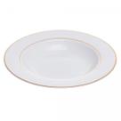 Conjunto 6 Pratos Mônaco Fundos de Porcelana Branco com Fio Dourado 21,5cm Wolff
