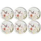 Conjunto 6 Pratos para Sobremesa de Cerâmica Branca Estampada 21,5cm Porto Brasil