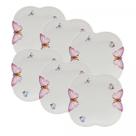 Conjunto 6 Pratos para Sobremesa em Porcelana Borboletas 19cm Wolff
